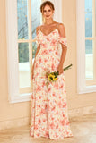 Robe de demoiselle d’honneur Blush imprimée avec volant