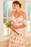 Robe de demoiselle d’honneur Blush imprimée avec volant