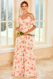 Robe de demoiselle d’honneur Blush imprimée avec volant