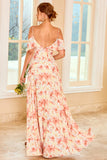 Robe de demoiselle d’honneur Blush imprimée avec volant