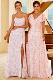 Robe de demoiselle d’honneur Imprimé fleuri blush