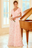 Robe de demoiselle d’honneur Imprimé fleuri blush