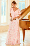 Robe de demoiselle d’honneur Imprimé fleuri blush