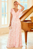 Robe de demoiselle d’honneur Imprimé fleuri blush