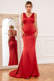 Mermaid V Neck Rust Rouge Longue Robe De Demoiselle d’Honneur