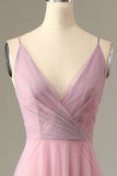 Une ligne Spaghetti Straps Robe de demoiselle d'honneur gris rose