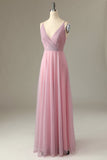 Une ligne Spaghetti Straps Robe de demoiselle d'honneur gris rose
