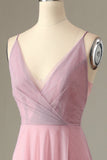 Une ligne Spaghetti Straps Robe de demoiselle d'honneur gris rose