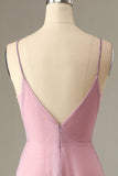Une ligne Spaghetti Straps Robe de demoiselle d'honneur gris rose