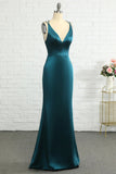 Paon Bleu Sirène Sans Dos Robe de Bal Long