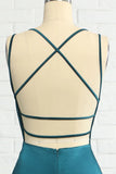 Paon Bleu Sirène Sans Dos Robe de Bal Long