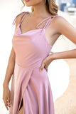 Bretelles Spaghetti Blush Robe de Soirée longue avec fente