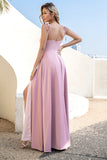 Bretelles Spaghetti Blush Robe de Soirée longue avec fente