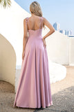 Bretelles Spaghetti Blush Robe de Soirée longue avec fente