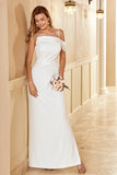 Gaine Spaghetti Straps Blanc Long Robe de Demoiselle d’Honneur