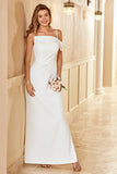 Gaine Spaghetti Straps Blanc Long Robe de Demoiselle d’Honneur