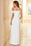 Gaine Spaghetti Straps Blanc Long Robe de Demoiselle d’Honneur