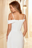 Gaine Spaghetti Straps Blanc Long Robe de Demoiselle d’Honneur
