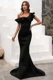 Une épaule Sirène Robe noire de bal