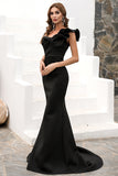 Une épaule Sirène Robe noire de bal