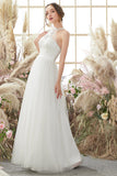 Robe de mariée blanche de cou de halter