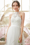 Robe de mariée blanche de cou de halter