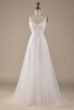 Robe de mariée en tulle en à col en V ivoire avec dentelle